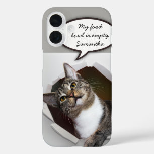 Coques iPhone 16 Drôle Interrupteur Chat Message personnalisé