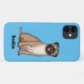 Coques Case-Mate iPhone Drôle joyeux dessin animé de chien de carlin (Dos (Horizontal))