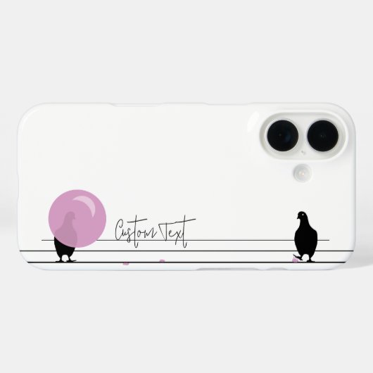 Coques Case-Mate iPhone Drôle mignon Bubblegum Birds sur un fil blanc (Verso (horizontal))
