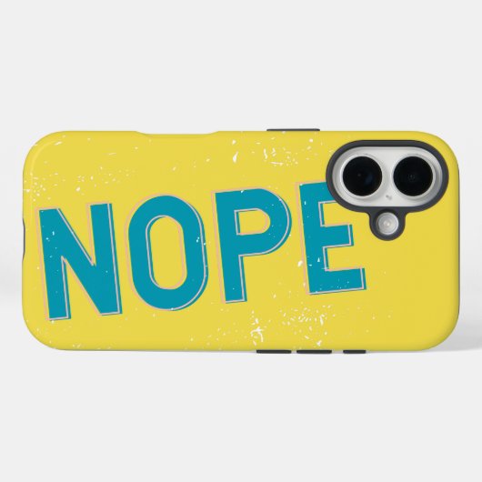 Coques Case-Mate iPhone Drôle Nope Typographie Turquoise bleu et jaune (Verso (horizontal))
