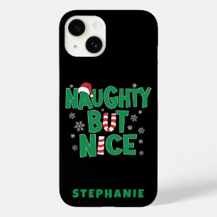 Coque Pour iPhone 14 Drôle plaisanterie Noël Humour Naughty Mais Nice