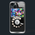 iPhone 13 Coque Drôle Retro Téléphone avec cadre photo<br><div class="desc">Téléphone rétro mignon et humoristique avec cadre photo. Retro prend le téléphone moderne. monogramme personnalisé et optionnel. Vous pouvez remplacer les carreaux de mosaïque par votre photo ou l'avoir telle quelle.</div>