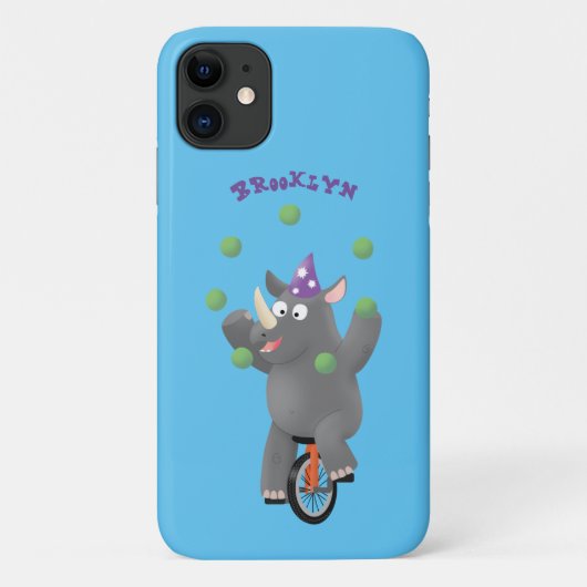 Coques Case-Mate iPhone Drôle rhinocéros mignon jonglant sur monocycle (Dos)