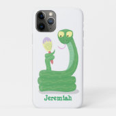 Coques Case-Mate iPhone Drôle serpent vert avec caricature maraca (Dos)