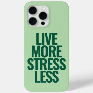 Coque iPhone 15 Pro Max Drôle Texte Personnalisé Vivre Plus Stress Moins V