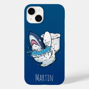 Coque Pour iPhone 14 Drôle Toilette Personnalisée Requin