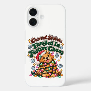 Coques iPhone 16 Drôles de lumières de Noël pour chien Sarcasme d'h