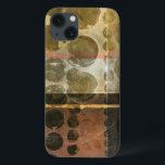 Etui iPhone 13 Droplets verts circulaires<br><div class="desc">Cette pièce contemporaine est ornée de gouttelettes circulaires vertes. Une fine ligne d'or traverse le travail. Commandez votre impression dès aujourd'hui !</div>