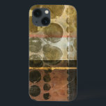 Etui iPhone 13 Droplets verts circulaires<br><div class="desc">Cette pièce contemporaine est ornée de gouttelettes circulaires vertes. Une fine ligne d'or traverse le travail. Commandez votre impression dès aujourd'hui !</div>