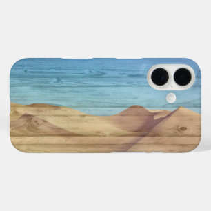 Coques iPhone 16 Dunes de Sable du Désert Beau Ciel Bleu Sur Bois à