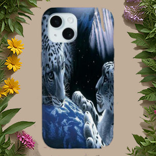 Coque Pour iPhone 15 Duo léopard des neiges céleste
