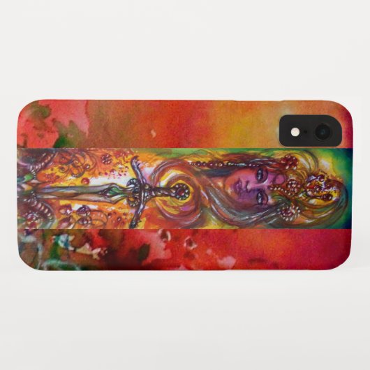 Coques Case-Mate iPhone DURENDAL, ÉPÉE ÉPIQUE ET ANGE Jaune rouge (Dos (Horizontal))