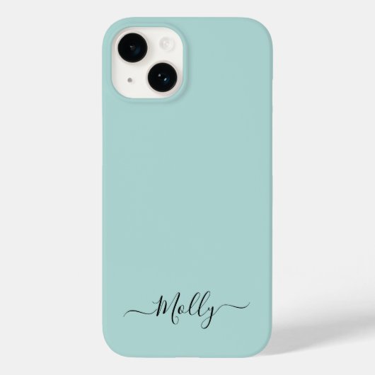 Coques Case-Mate iPhone Dusty Aqua Simple Minimaliste Script Nom personnal (Verso)