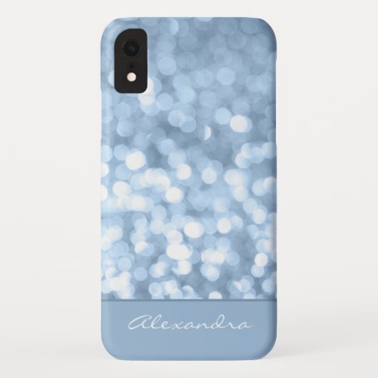 Coques Case-Mate iPhone Dusty Blue Bokeh Parties scintillant Sparkly Monog (Dos)