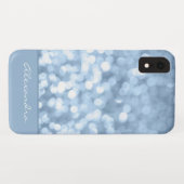 Coques Case-Mate iPhone Dusty Blue Bokeh Parties scintillant Sparkly Monog (Dos (Horizontal))