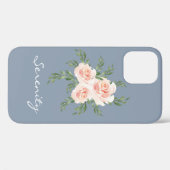Coques Case-Mate iPhone Dusty Blue Serenity Typographie de l'aquarelle rom (Verso (horizontal))
