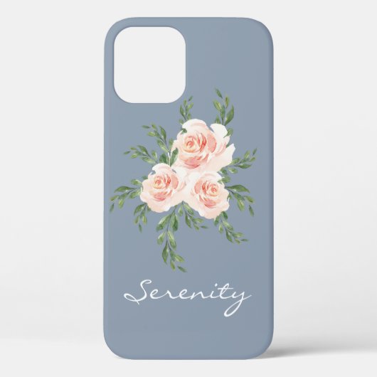 Coques Case-Mate iPhone Dusty Blue Serenity Typographie de l'aquarelle rom (Verso)