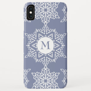 Case-Mate iPhone Case Dusty Blue Snowflakes Monogramme de Noël