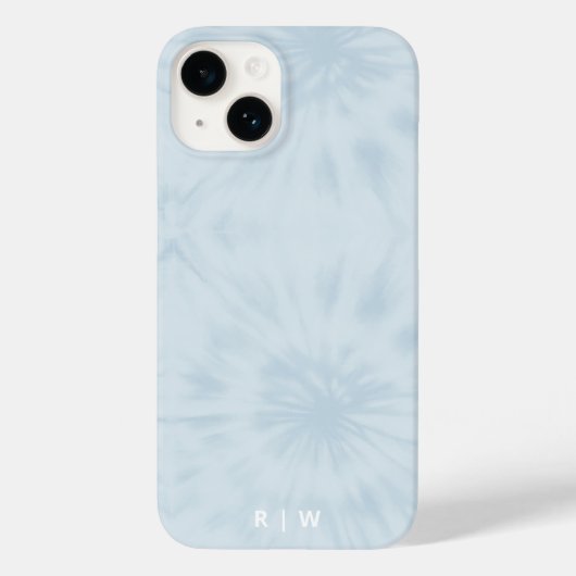 Coques Case-Mate iPhone Dye | Pastel Blue Modern Stylish Monogram (Verso)