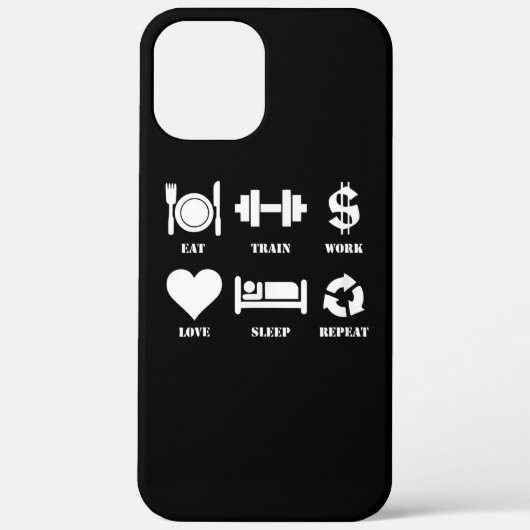 Coques Case-Mate iPhone Eat Train Work Love Sleep Repeat Motivational Gym (Verso)