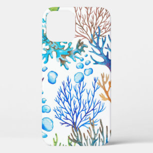 Case-Mate iPhone Case Eau dessinée à la main motif marin avec coraux. Un