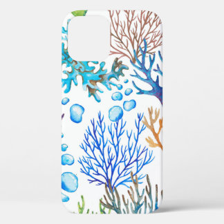 Case-Mate iPhone Case Eau dessinée à la main motif marin avec coraux. Un