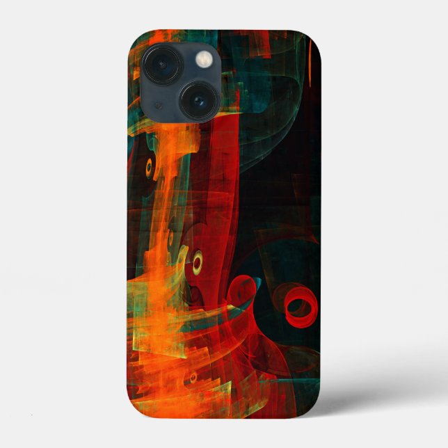 Coques Case-Mate iPhone Eau Orange Rouge Bleu moderne Art Abstrait Motif (Verso)