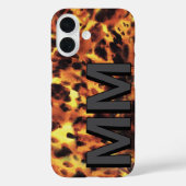 Coques Case-Mate iPhone Écaille de tortue monogrammée gris foncé noir (Verso)