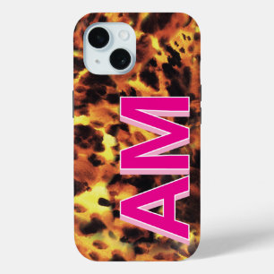 Coque Pour iPhone 15 Écaille de Tortue Rose Élégante Monogrammée