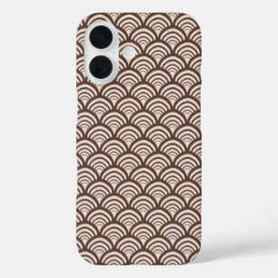 Coques iPhone 16 Écaille rétro arquée marron chocolat