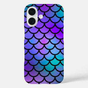 Coques iPhone 16 Écailles de sirène sarcelle violet rose bleu Fanta