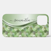 Coques Case-Mate iPhone Écailles de sirène Vert Nom manuscrit Métal (Verso (horizontal))