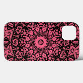 Coques Case-Mate iPhone Écharpe patchwork ornement rose et noir (Verso (horizontal))