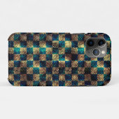 Coques Case-Mate iPhone Échecs avec effet sale et rayé, bleu jaune (Dos (Horizontal))