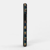 Coques Case-Mate iPhone Échecs avec effet sale et rayé, bleu jaune (Dos/Droite)