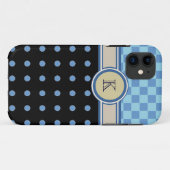 Coques Case-Mate iPhone Échecs et monogramme motif à petits pois (Dos (Horizontal))