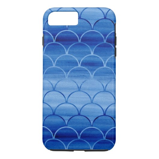 Coques Case-Mate iPhone Échelles bleues peintes d'aquarelle (Dos)