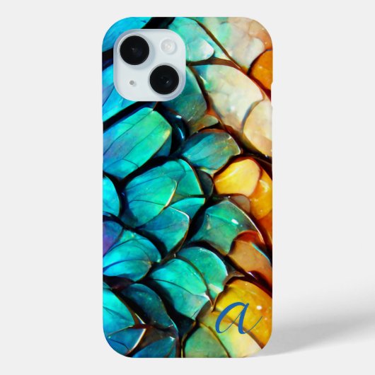 Coques Case-Mate iPhone Échelles de Poisson Arc-en-Ciel Abstraites Monogra (Verso)