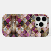 Coques Case-Mate iPhone Échelles de sirène mignonne rose violet or Coque-M (Verso (horizontal))