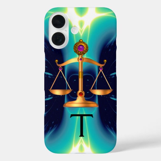 COQUES Case-Mate iPhone ÉCHELLES D'OR DE LA LOI AVEC GEM STONES MONOGRAM (Verso)