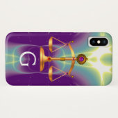 COQUES Case-Mate iPhone ÉCHELLES D'OR DE LA LOI AVEC GEM STONES MONOGRAM (Dos (Horizontal))