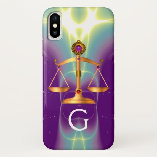 COQUES Case-Mate iPhone ÉCHELLES D'OR DE LA LOI AVEC GEM STONES MONOGRAM (Dos)