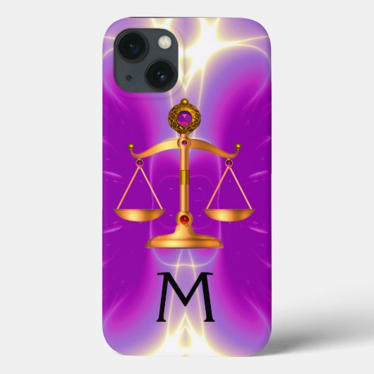 COQUES Case-Mate iPhone ÉCHELLES D'OR DE LA LOI AVEC PIERRES GEM MONOGRAM (Verso)