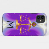 COQUES Case-Mate iPhone ÉCHELLES D'OR DE LA LOI AVEC PIERRES GEM MONOGRAM (Dos (Horizontal))