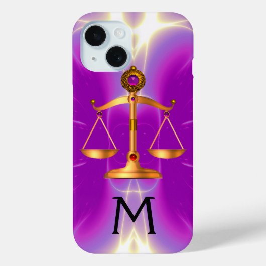 COQUES Case-Mate iPhone ÉCHELLES D'OR DE LA LOI AVEC PIERRES GEM MONOGRAM (Verso)