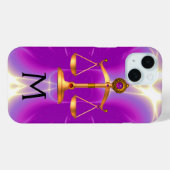 COQUES Case-Mate iPhone ÉCHELLES D'OR DE LA LOI AVEC PIERRES GEM MONOGRAM (Verso (horizontal))
