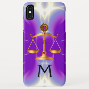 COQUES POUR iPhone ÉCHELLES D'OR DE LA LOI AVEC PIERRES GEM MONOGRAM 
