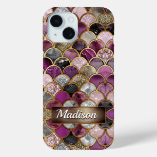Coque Pour iPhone 15 Échelles mignonnes en or rose violet