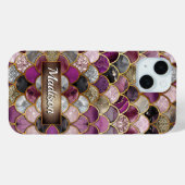 Coques Case-Mate iPhone Échelles mignonnes en or rose violet (Verso (horizontal))