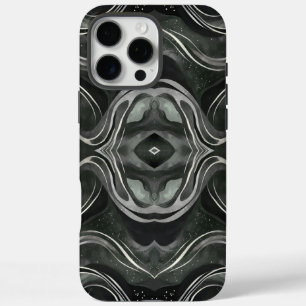 Coques iPhone 16 Pro Max Echo obsidienne Flux symétrique de marbre foncé